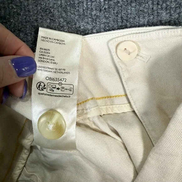 Maeve Anthropologie The Colette High Rise Linen Cotton Shorts Beige Size 28 - Picture 6 of 8